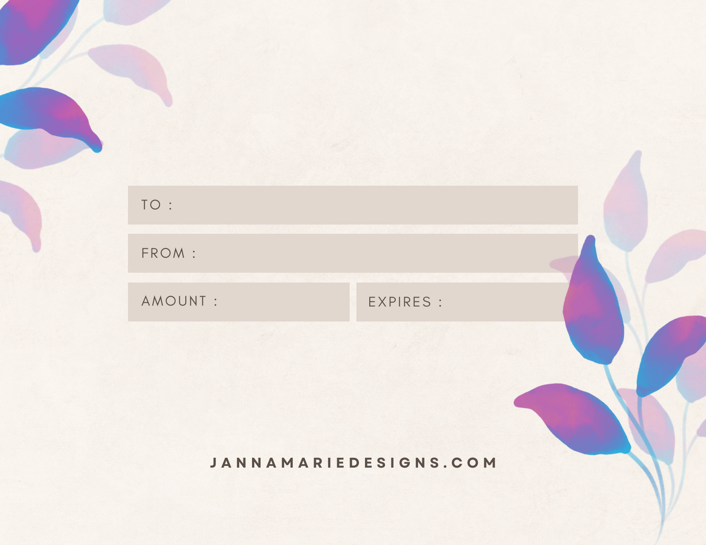 Janna-Marie Designs Gift Certificate